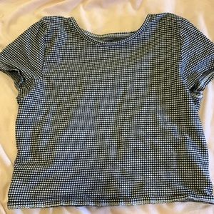 Gingham print short sleeved crop top